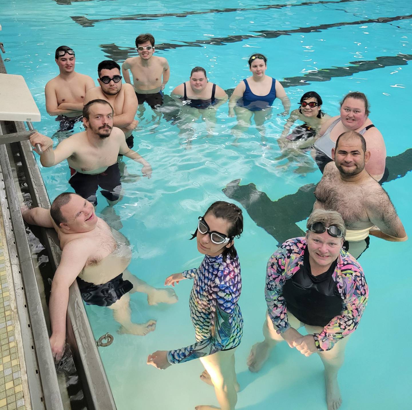 The Special Connections swim team in the pool at its practice on Tuesday.