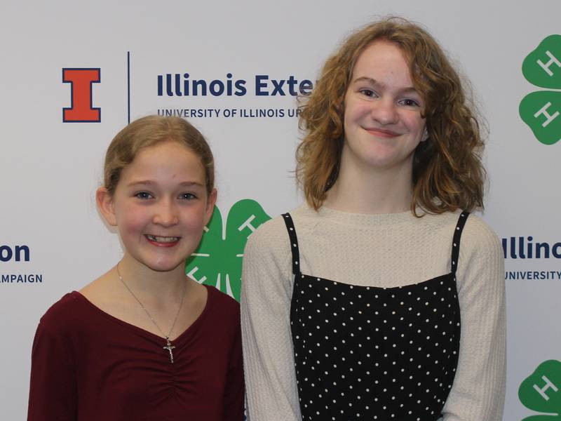 Pictured (left to right): Marshall-Putnam 4-Hers Hayden Meachum and Daphne Heeley at the Illinois 4-H State Public Speaking Contest