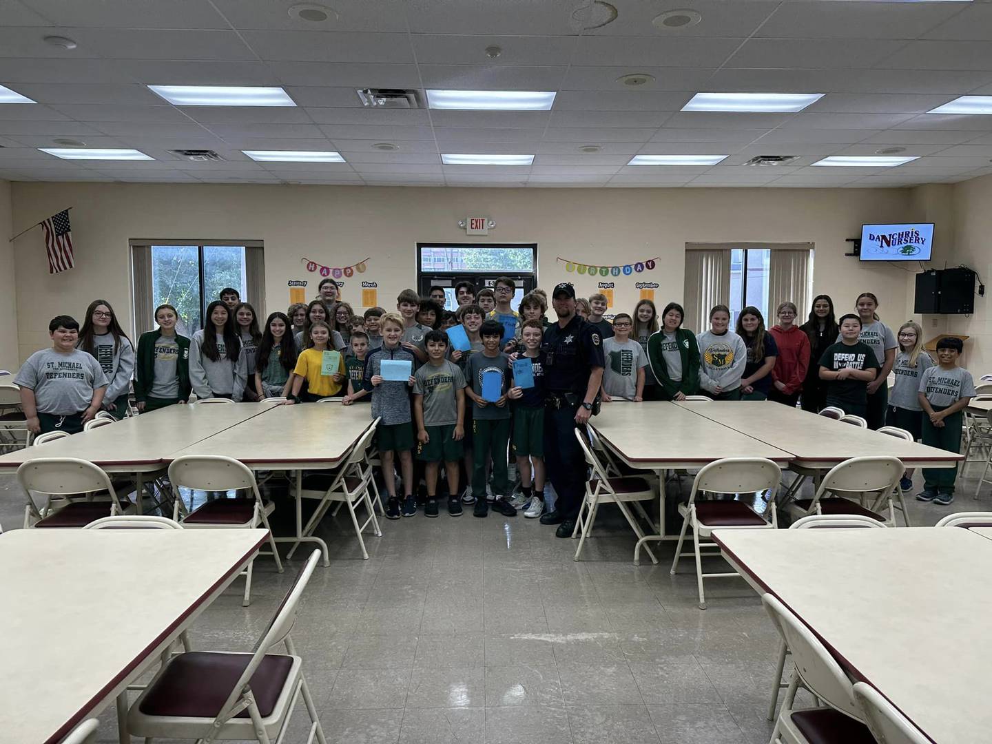 Fourth through eighth graders at St. Michael the Archangel Catholic School in Streator made thank you cards for the police and fire departments in honor of Feast Day of St. Michael.