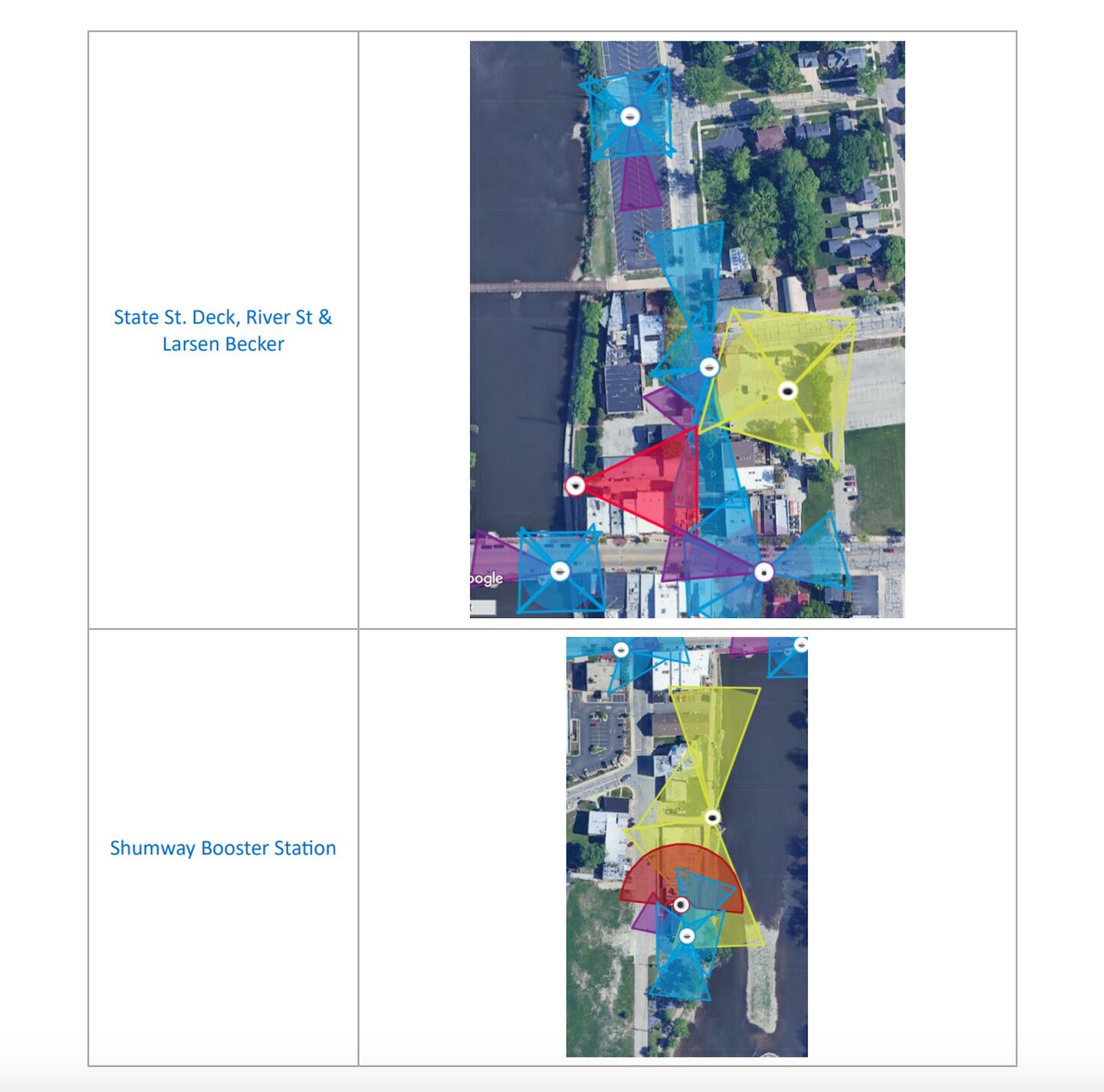 Coverage map from Scientel Solutions depicting surveillance camera locations Batavia plans to add in 2025.