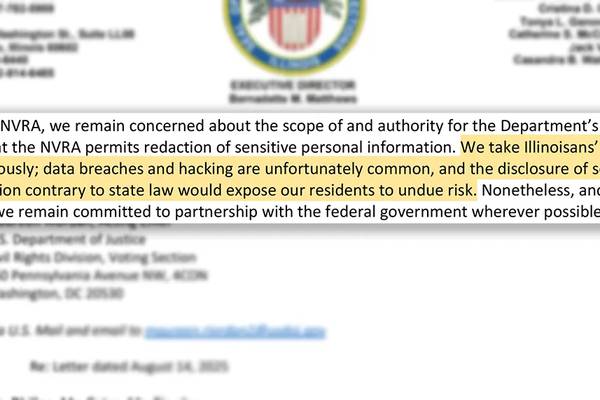 Illinois elections board refuses to give DOJ sensitive voter data
