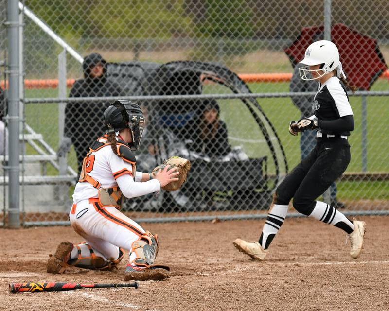 Kaneland Head Coach Madi Mikos looks on during the game on Saturday April 29th while traveling to take on DeKalb High School in DeKalb.
