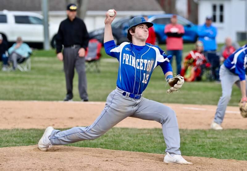 Ryan Brucker delivers for Princeton in Monday's game at Prather Field against Hall.