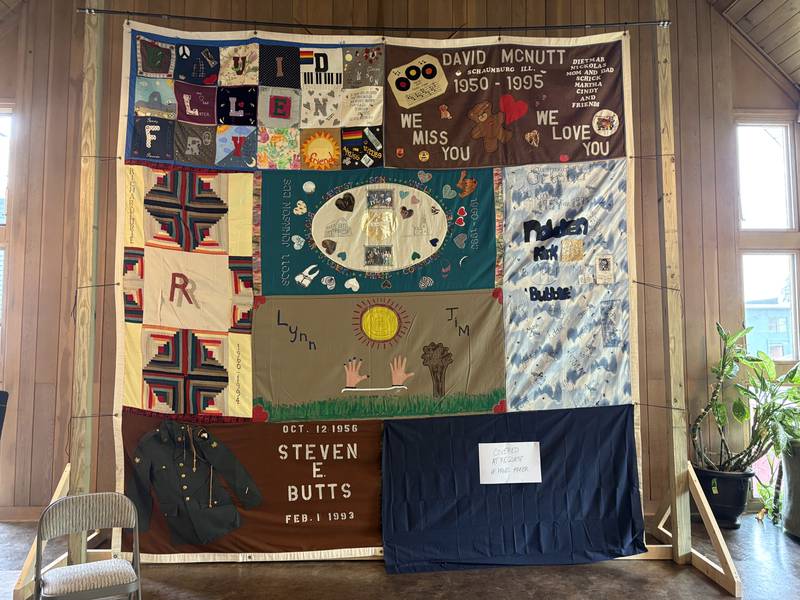 A portion of the AIDS Memorial Quilt hangs inside Unity Spiritual Center of Woodstock June 15, 2025.