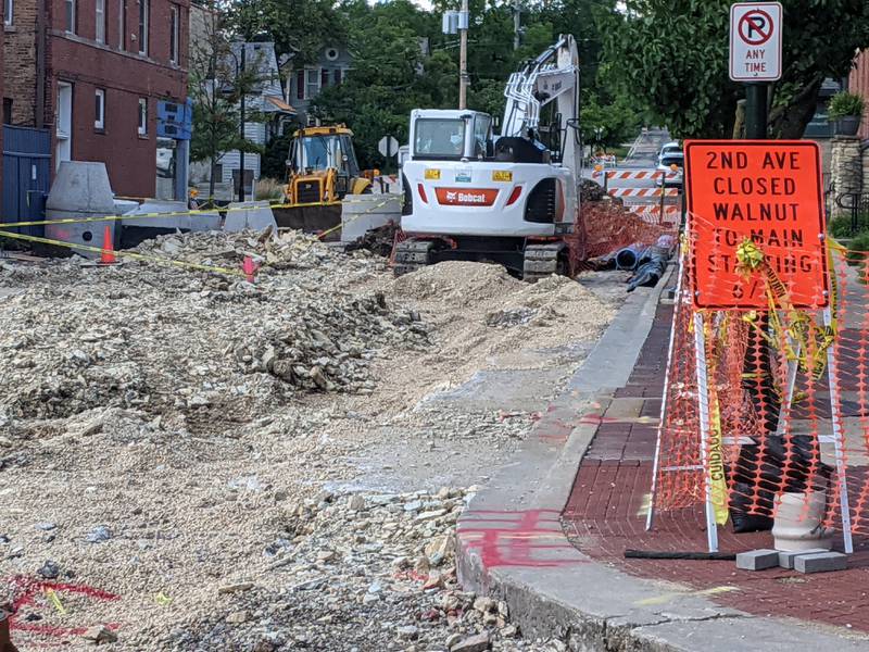 Second Avenue between East Main Street and Walnut Avenue in downtown St. Charles is expected to remain closed for another three weeks as part of an improvement project.