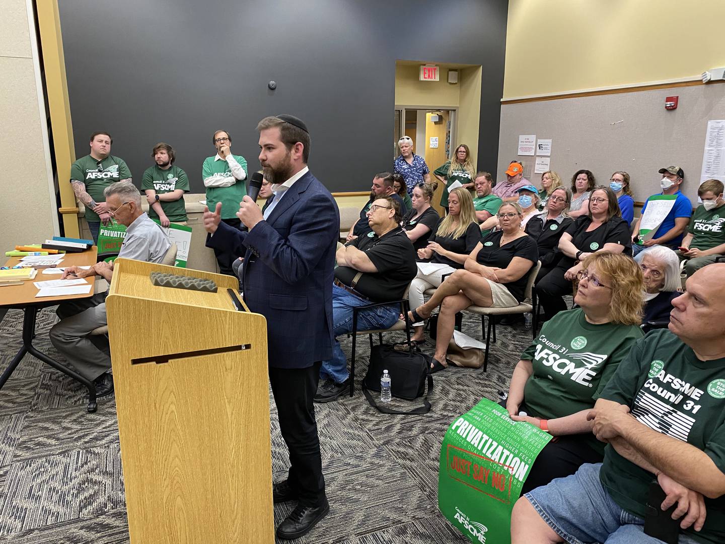 Israel Davis, regional director of operations and director for human capital at Illuminate HC, an Evanston-based healthcare management company that operates nursing homes, speaks to the DeKalb County Board Wednesday, June 15, 2022. Illuminate has made a $8.1 million offer to purchase the DeKalb County Rehabilitation and Nursing Center from the county.