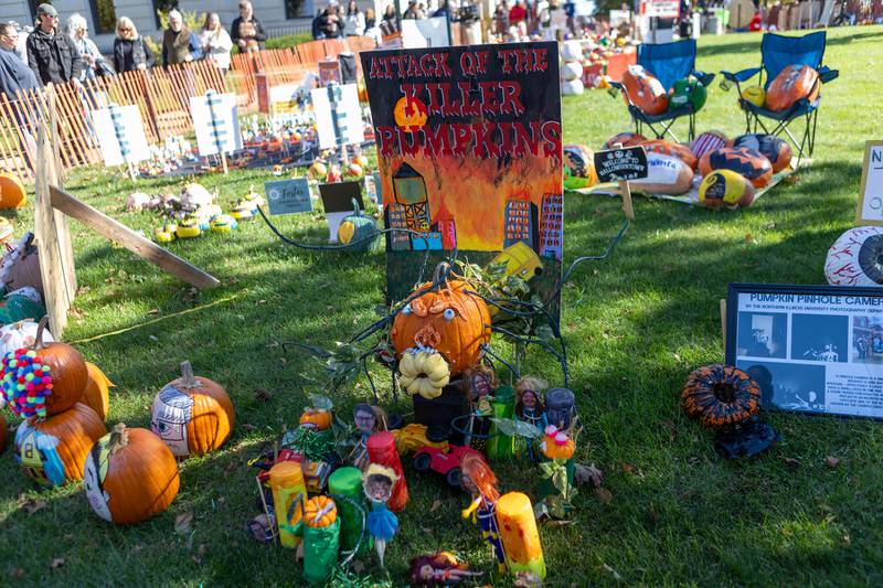 Pumpkin contest entries at the Sycamore Pumpkin Festival on Sunday Oct. 26,2025 in Sycamore.