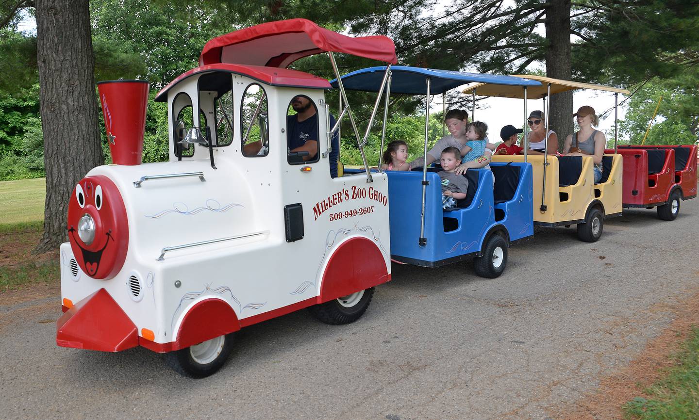 One way of cooling off during Spring Valley's Summer Fest was to climb aboard the Zoo Choo Train for a ride Saturday, June 19, 2021, around Kirby Park.