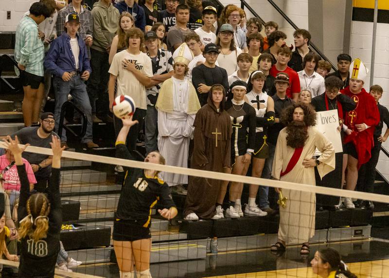 Putnam County superfans watch closely during set three of the Putnam County versus St. Bede at Putnam County High School on September 21, 2023.