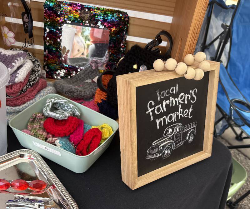 Merchandise on display at DBM designs by Denise at the Huntley Farmers Market Oct. 4, 2025.