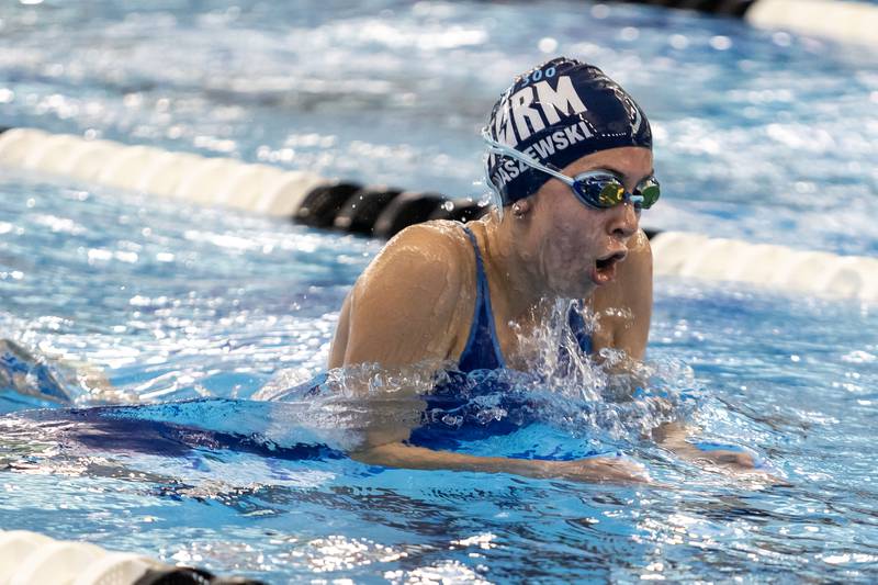 Dundee-Crown’s Kaitlyn Tomaszewski competes in the 200 Yard Medley Relay during the IHSA Girls State Swimming Preliminaries at FMC Natatorium in Westmont on Nov. 14, 2025.