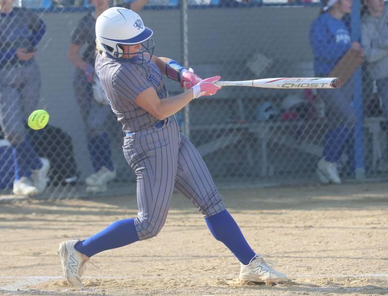 Princeton's Makayla Hecht strikes out swinging against L-P on Tuesday, March 24, 2026 at Little Sibera Field in Princeton.
