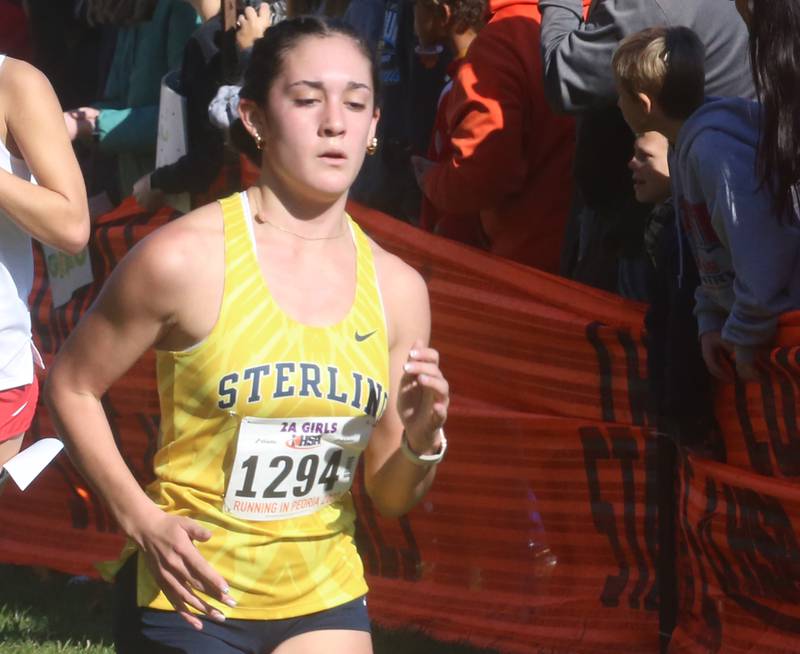 Sterling's Jaz'Mya Castaneda competes in the Class 2A State Cross Country race on Saturday, Nov. 4, 2023 at Detweiller Park in Peoria.
