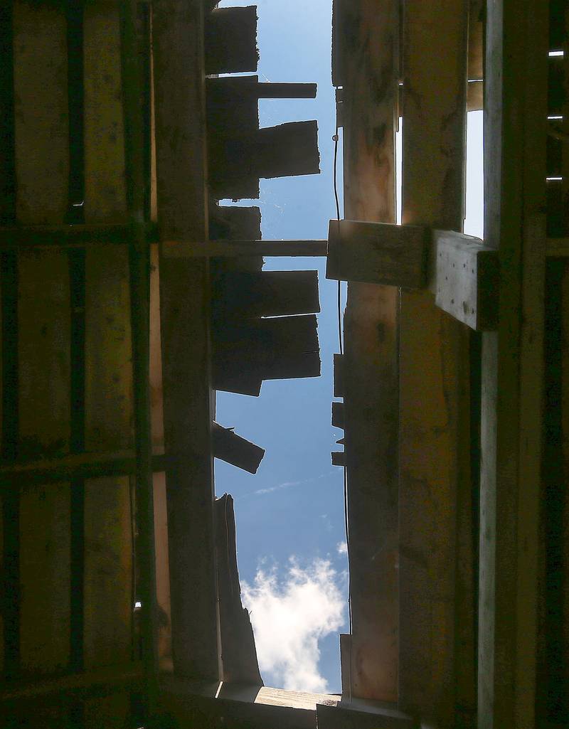 An interior view of the damage on the Red Covered Bridge on Monday, June 30, 2025 in Princeton. Last Friday, the Illinois Department of Transportation announced that the historic bridge enters next rehabilitation phase. Phase II includes the preparation of a detailed cost estimate and expected to take 12 to 18 months to complete and will result in advertising a repair contract to bidders. Approximately $1 million is identified to pay for the needed repairs in IDOT’s most recent multiyear program. A view of the Red Covered Bridge on Monday, June 30, 2025 in Princeton. Last Friday, the Illinois Department of Transportation announced that the historic bridge enters next rehabilitation phase. Phase II includes the preparation of a detailed cost estimate and expected to take 12 to 18 months to complete and will result in advertising a repair contract to bidders. Approximately $1 million is identified to pay for the needed repairs in IDOT’s most recent multiyear program. The bridge survived a number of threats, both intentional and unintentional, including arson, erosion and high winds. It also has survived several strikes by large trucks with it's most recent strike in 2023.