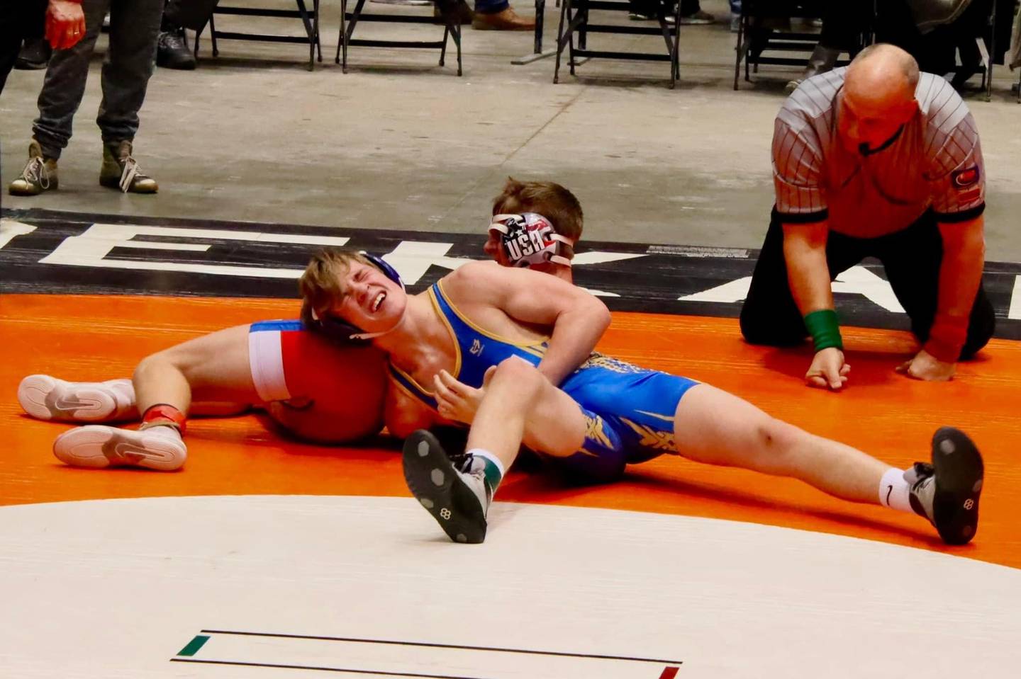 Princeton Logan's Casey Etheridge wrestled his way to the IESA State championship at 140 pounds Saturday in DeKalb. He finished the season 31-0.