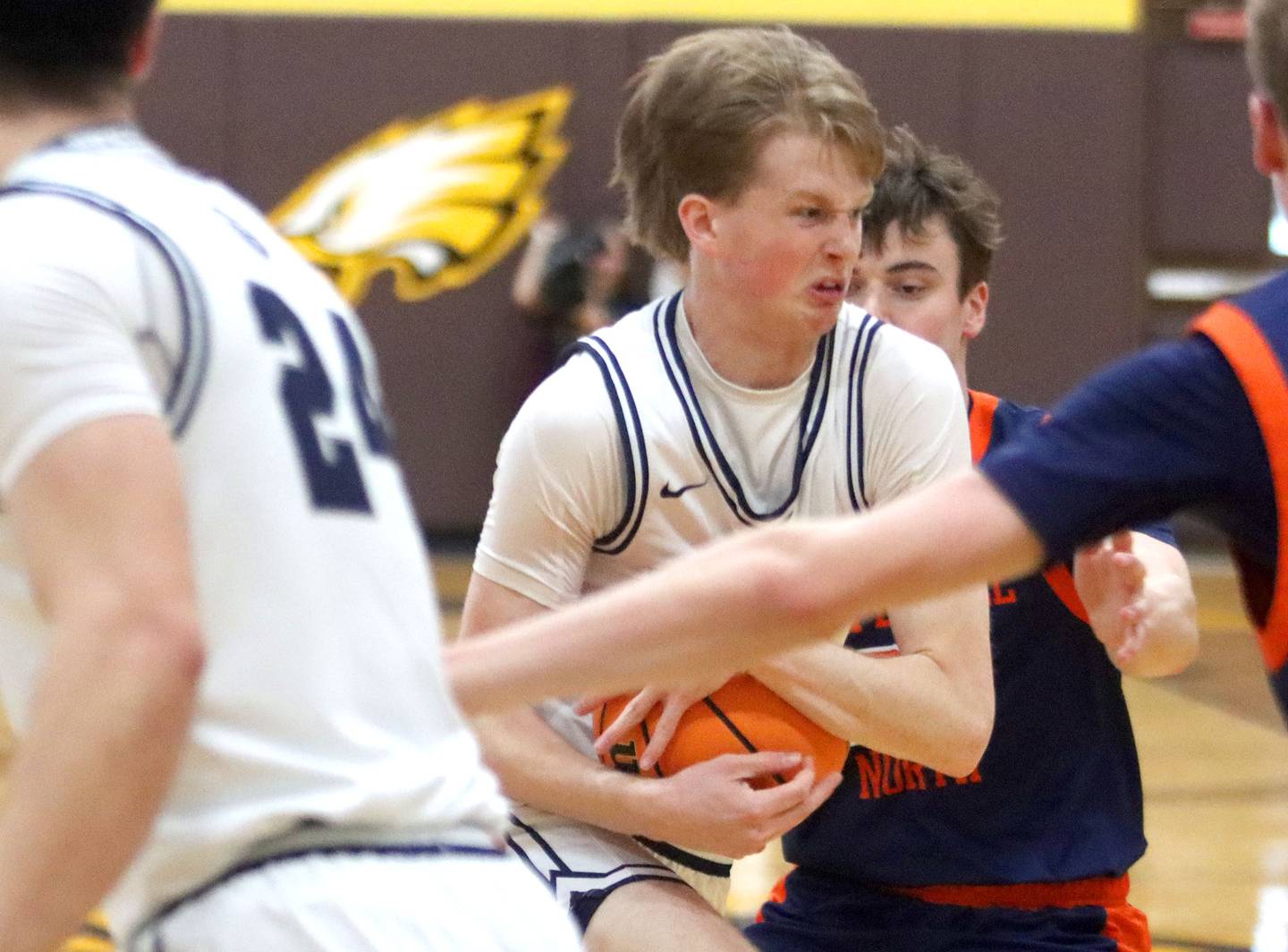 Cary-Grove’s AJ Berndt heads for the hoop against Naperville North in varsity boys basketball Hinkle Holiday Classic action on Monday, Dec. 21, 2025, at Jacobs High School in Algonquin.