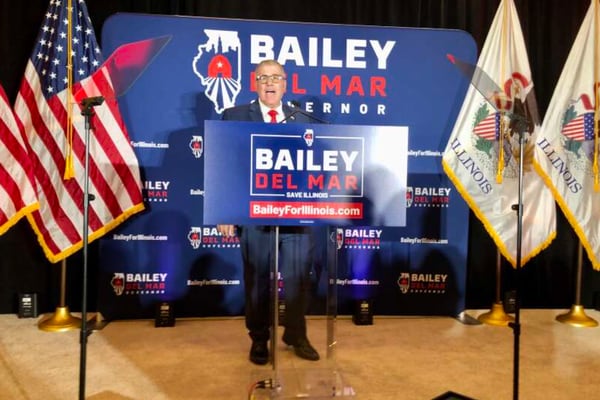 Bailey jumps into the governor’s race for a second time with Palatine’s Del Mar