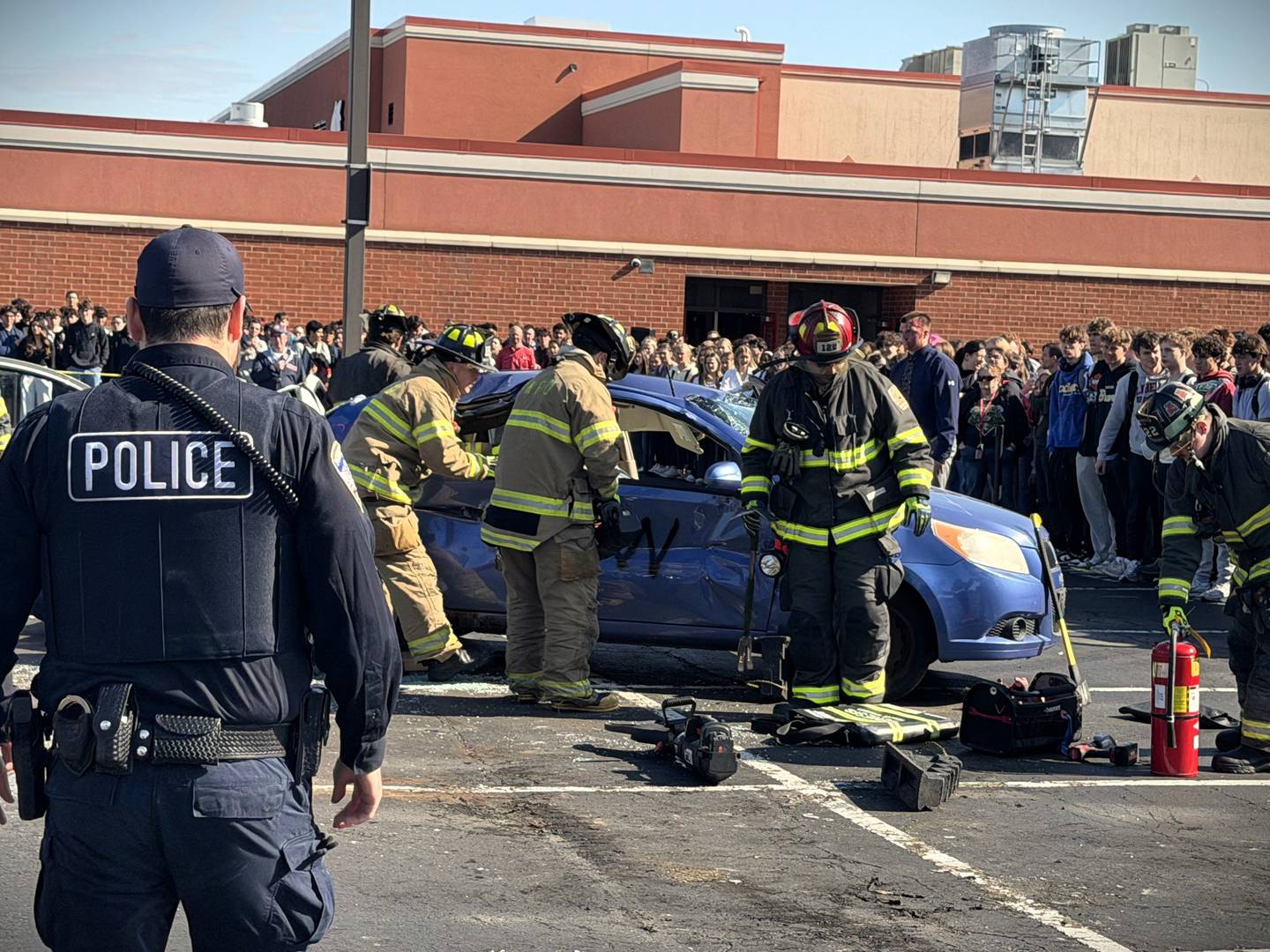 The jaws of life were used to remove students from a pretend accident during a "Mock Prom Accident." The event at Yorkville High School on April 29, 2026, was designed to encourage against drinking and driving.
