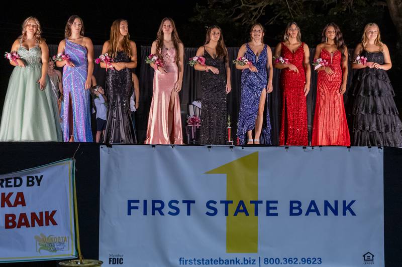 The nine participants of the Mendota Sweet Corn Queen pageant wait eagerly to find out who will be crowned as queen on August 8, 2025 in Mendota.