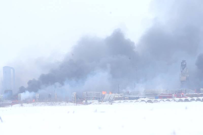 Flames and smoke billow from LSC Environmental Products on Monday, Jan. 22, 2024 near Lostant. The company was the former Phoenix Paper Products. It is located between Tonica and Lostant off of Illinois 251.