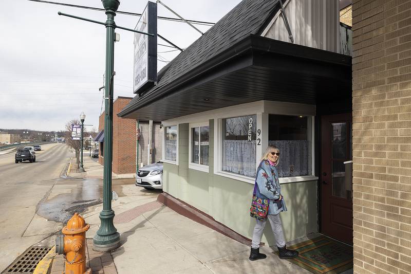 A happy customer heads into Flynnie’s Kitchen on Monday, Feb. 24, 2025, at 92 S. Peoria Ave. in Dixon.