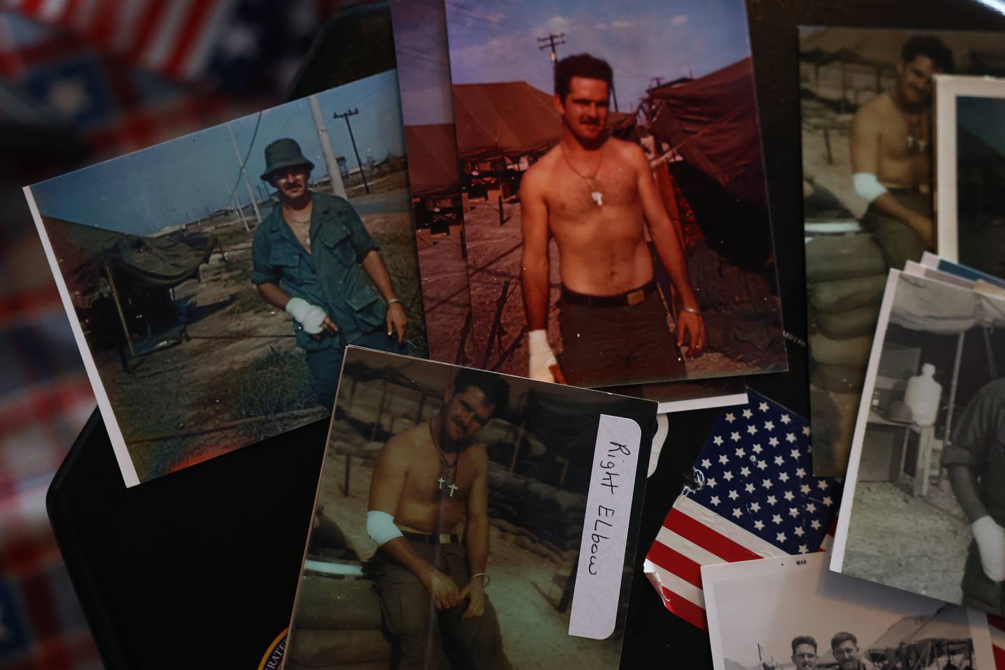 Photos show Jerome “Sonny” Zdancewicz’s injuries while serving in Vietnam. Sonny has been awarded three Purple Hearts for injuries sustained while serving in Vietnam in 1968 through 1970. Friday, July 29, 2022 in Romeoville.