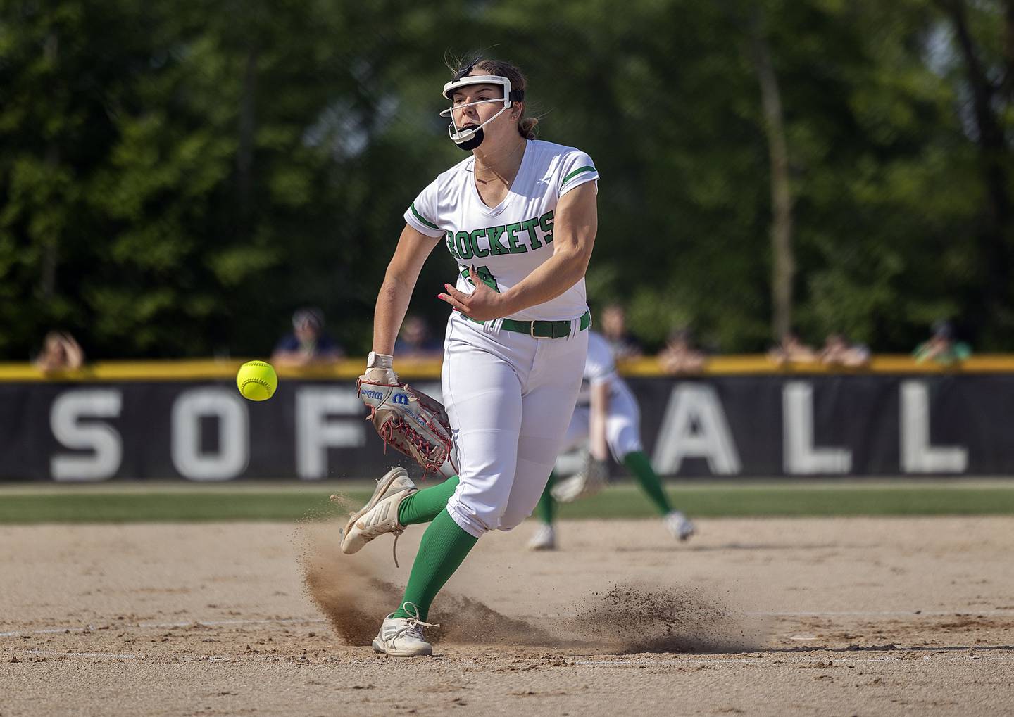 Rock Falls’ Katie Thatcher fires a pitch against North Boone  Friday, May 19, 2023.