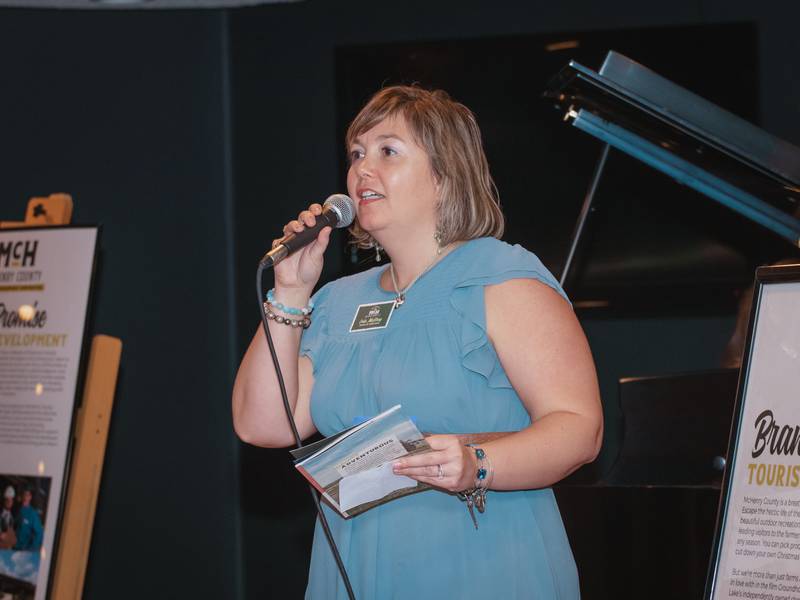 Naturally McHenry County board member Erin McElroy speaks to guests at an event celebrating the a rebranding of Visit McHenry County on Thursday, March 3, 2022, at the Dole in Crystal Lake.