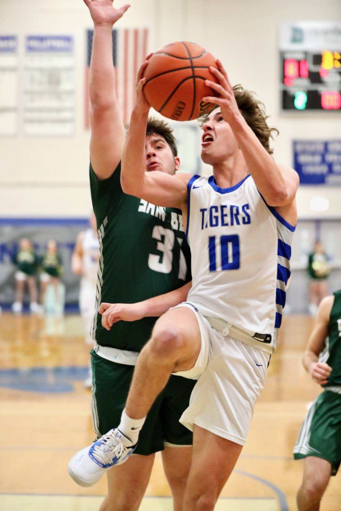 Princeton's Brady Byers drives on St. Bede Friday night at Prouty Gym.