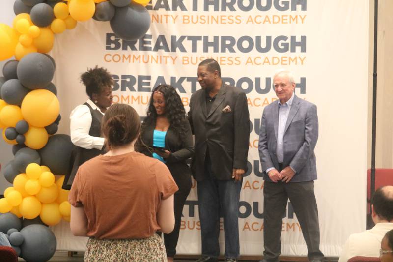 Jada Johnson walked in a graduation ceremony held Monday, June 2, 2025, at First United Methodist Church in DeKalb. She received a diploma for her participation in Breakthrough Community Business Academy's spring 2025 cohort.