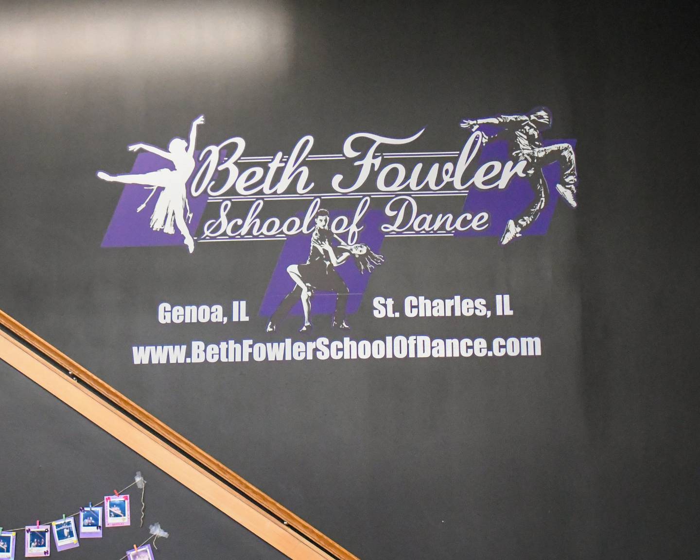 Beth Fowler School of Dance decal is displayed on the wall in St. Charles on Saturday June 15, 2024, during the 40 year anniversary open house.