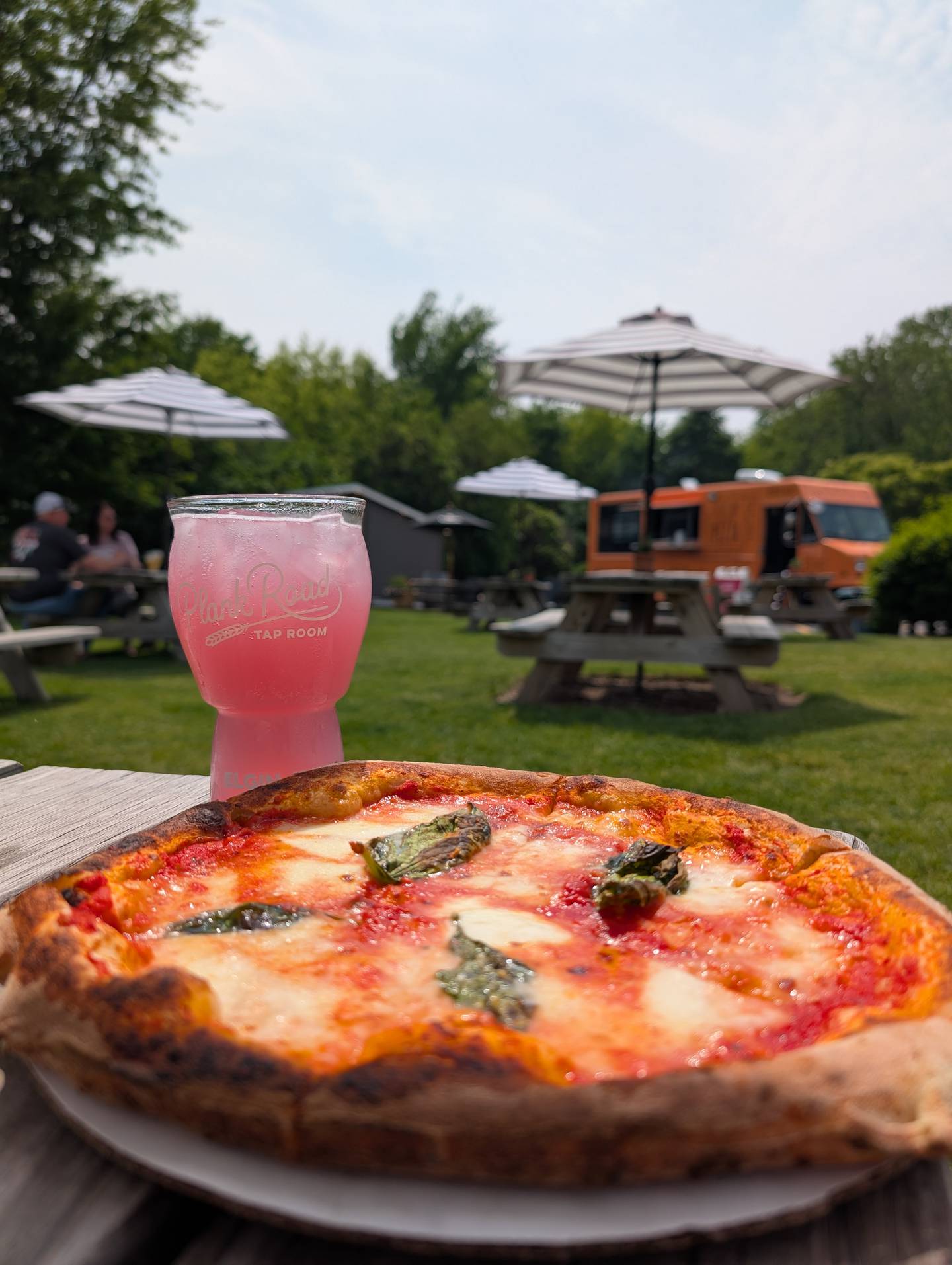 Plank Road Tap Room’s beer garden is set on seven green acres with picnic tables shaded by trees, and two half-mile nature trails.