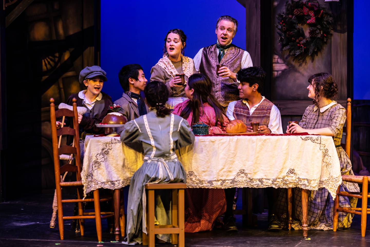The Cratchit family in the Metropolis production of "A Christmas Carol."