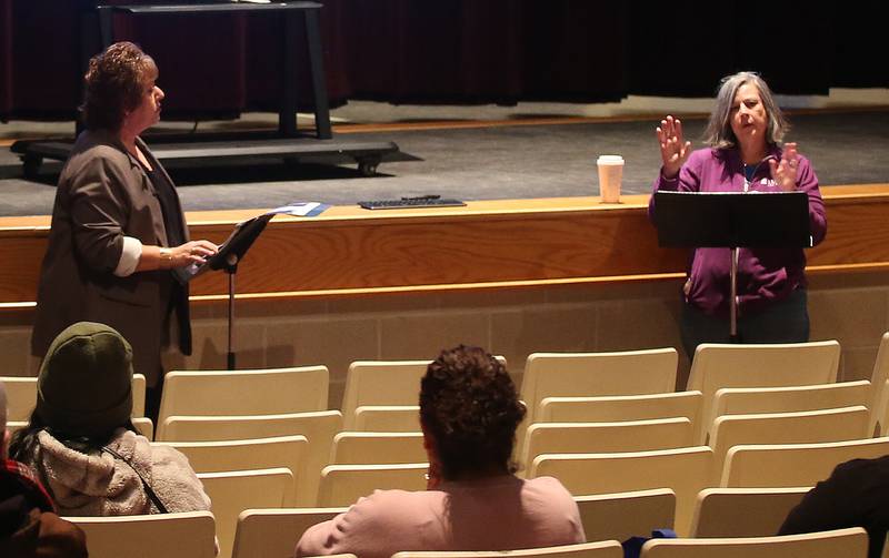 Sara Escatel translator and Immigration attorney Sara Dady hold a presentation on Thursday, Feb. 20, 2025 at Mendota High School auditorium. Dady talked about understanding and knowing their rights as immigrants.