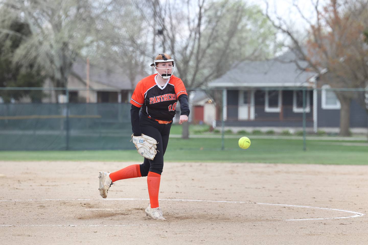 Gardner-South Wilmington's Jo Male releases a pitch during the Panthers' 9-2 loss to Central on Tuesday, April 22.