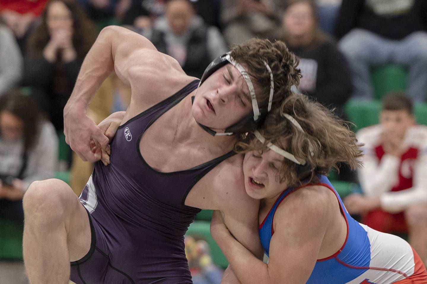 Dixon’s Steven Kitzman and Oregon’s Landyn Windham wrestle at 182 pounds Thursday, Jan. 19, 2023 in Rock Falls.