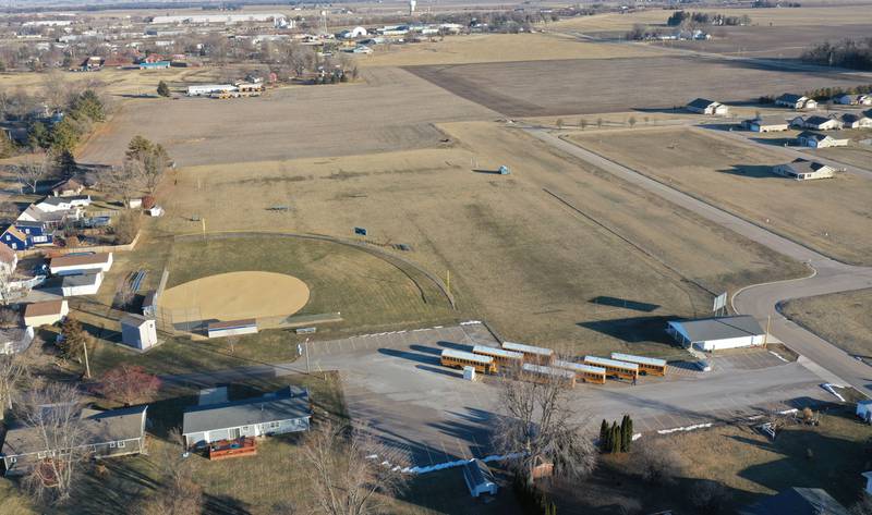 An aerial view of the Princeton High School softball field known as Little Siberia, on Thursday, Jan. 22, 2026 in Princeton. In December, the Princeton City Council amended its zoning ordinances to make way for a proposed fieldhouse for the Princeton School District. The project is in the beginning stages. The school district is looking at purchasing 15 acres north of Liberty Village for a 50 to 80,000 square foot indoor sports complex. The facility would also include parking. The fieldhouse concept would serve both youth and high school teams.