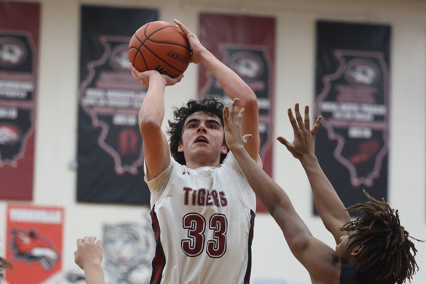 Plainfield North’s Jeffrey Fleming takes a shot against Joliet West on Friday, Dec.15th, 2023 in Plainfield.