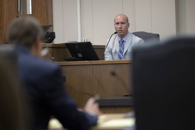 Illinois State Police special investigator Matthew Kipping testifies during a probable cause hearing for Matthew Herpstreith on Friday, June 13, 2025.