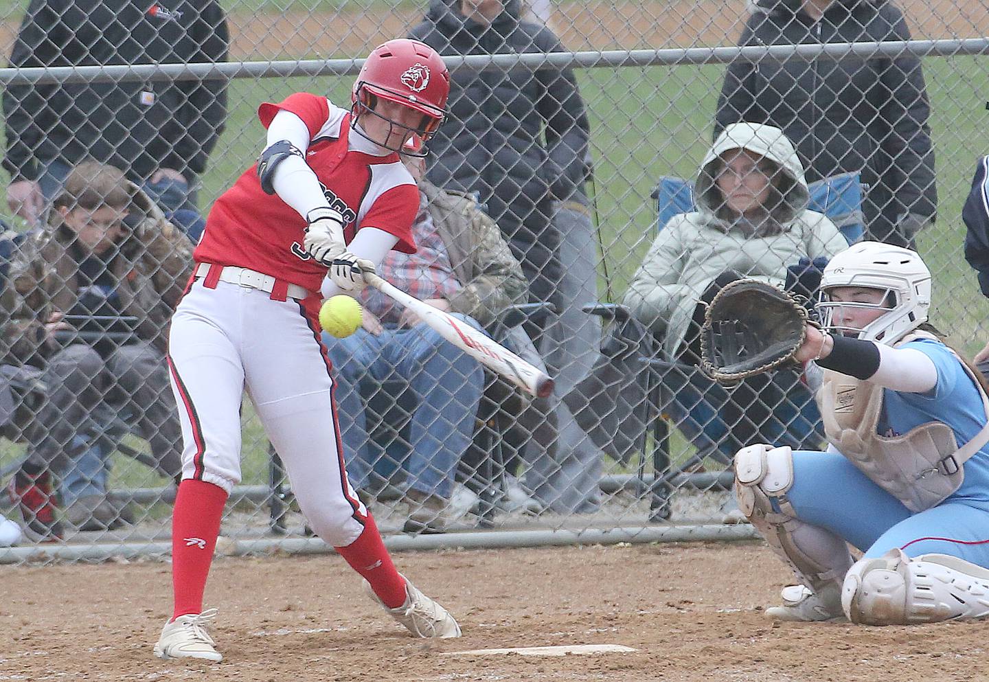 Streator's Mya Zavada makes contact with the ball against Ottawa on Thursday, March 27, 2025 at Ottawa High School.