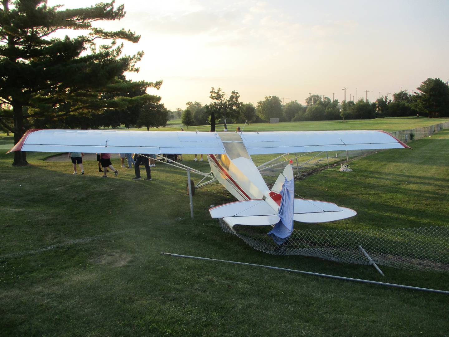 The plane brought down in an emergency landing in Joliet on Thursday faces the 12th hole of the Inwood Golf Course. Aug. 14, 2025