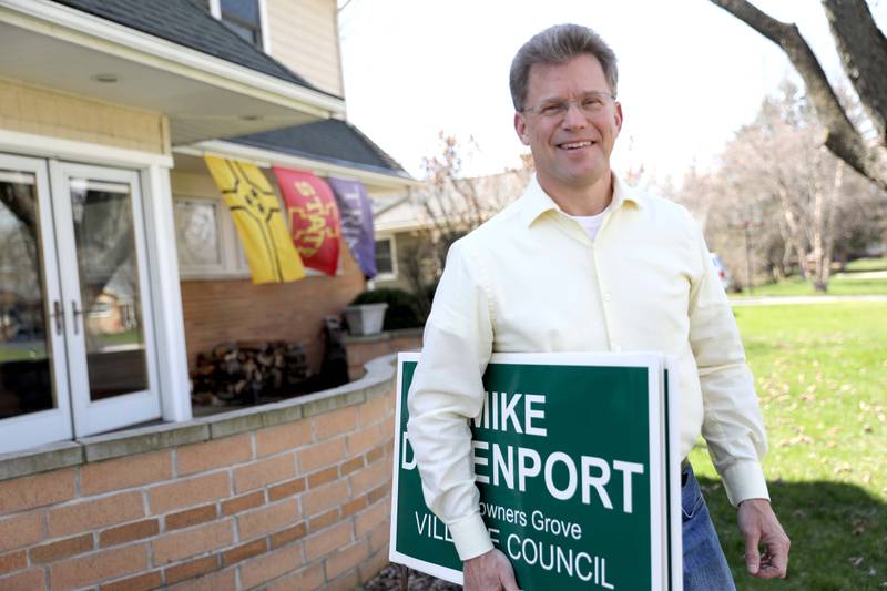 Michael Davenport of Downers Grove, a member of the D99 school board, was elected to the Downers Grove Village Council. He was one of three elected Tuesday, April 4, but the first newcomer to the council.