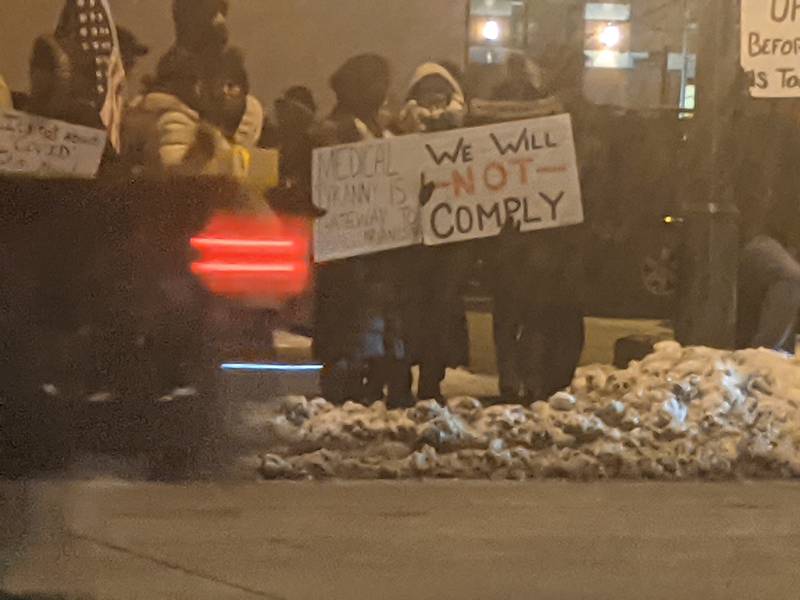 Prior to St. Charles aldermen presenting their views on requiring people to show proof of vaccination against COVID-19, those against vaccine passports and other mitigation measures made their views known as part of a rally Monday night in front of the St. Charles Municipal Building.