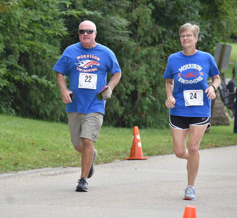 Andy and Tracy Henson of Morrison are pictured during Morrison Rotary Club’s annual Harvest Hammer 5K race on Saturday, Sept. 17. Proceeds from the event benefit Morrison Rotary Club and their local youth, education, and community projects.