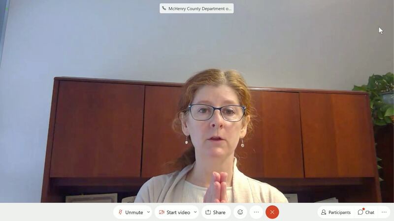 Public Health Administrator Melissa Adamson gives an update on McHenry County's progress on distribution of the COVID-19 vaccine in a meeting of County Board members Thursday morning.