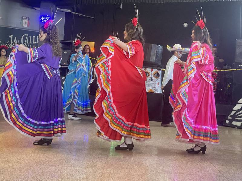 Ballet Nueva Generación of Rochelle Township High School took to the floor at La Calle Bar and Music Venue on Nov. 4, 2023 during the inaugural Day of the Dead "Celebration of Life".