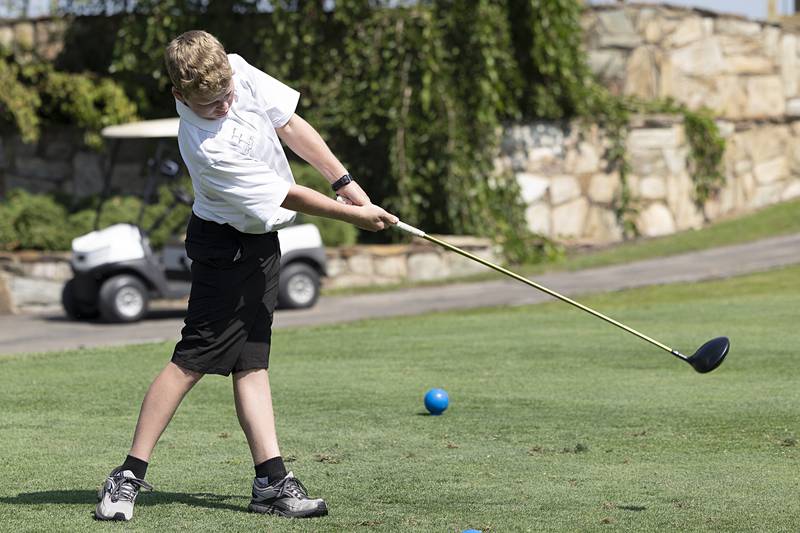 Rock Falls’ Scottie Hampton tees on #5 Saturday, Aug. 24, 2024, at Deer Valley.
