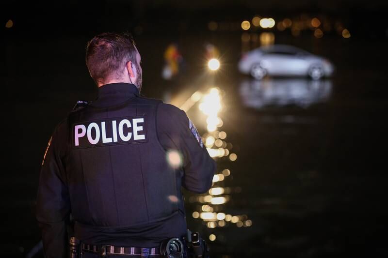 A woman was rescued Thursday, Dec. 29, 2022, after she drove her car out onto the frozen lake in Lakewood, police said in a news release on Saturday.