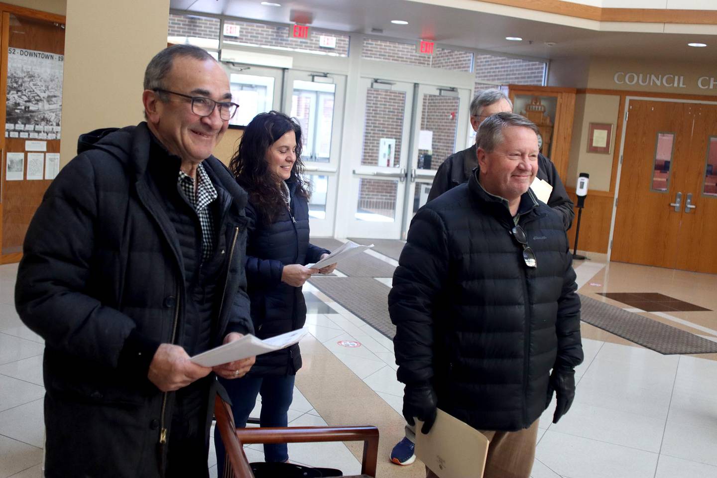 Candidates filed the morning of Monday, Nov. 21, 2022, at Crystal Lake City Hall to run in city political races. Current Mayor Haig Haleblian, left, was among the candidates filing.