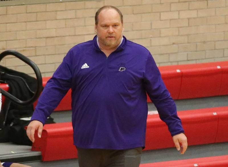 Plano head boys basketball head coach Kyle Kee coaches his team against Stretor during the Dean Riley Shootin' The Rock Thanksgiving Tournament on Monday, Nov. 20, 2023 at Kingman Gym.